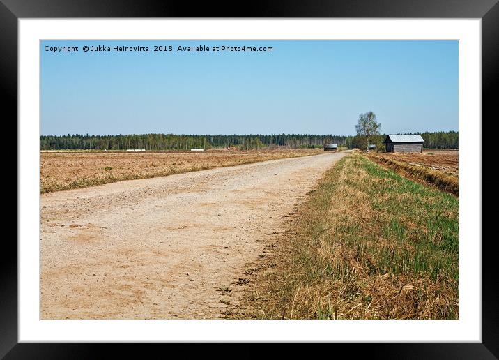 Gravel Road By The Fields Framed Mounted Print by Jukka Heinovirta
