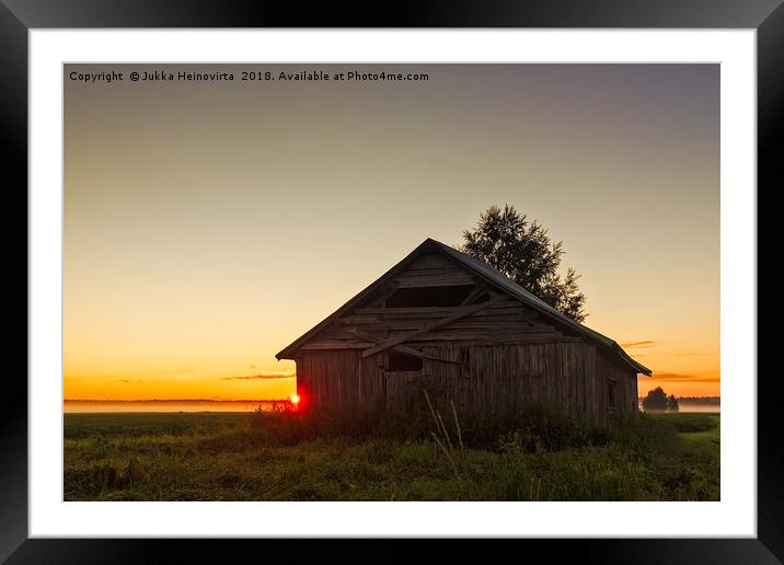 Midsummer Sunset Behind A Barn House Framed Mounted Print by Jukka Heinovirta