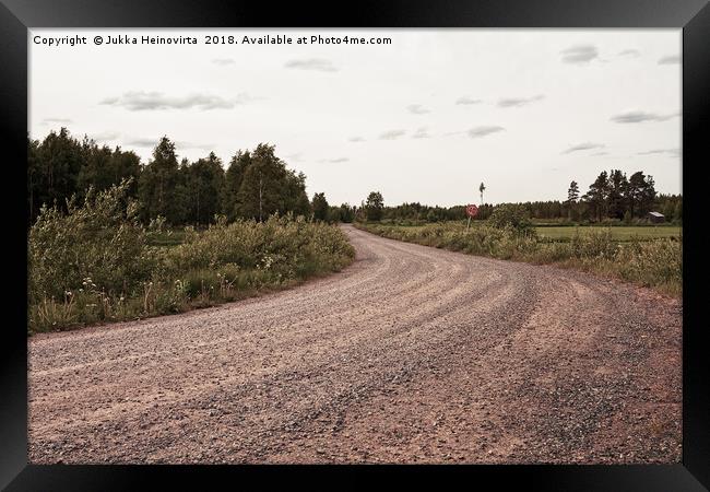 Gravel Road To The Woods Framed Print by Jukka Heinovirta