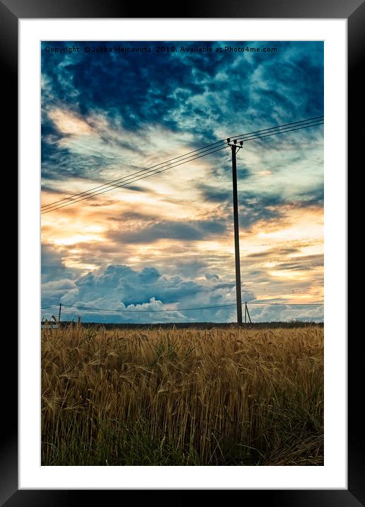 Sunset Over The Barley Fields Framed Mounted Print by Jukka Heinovirta