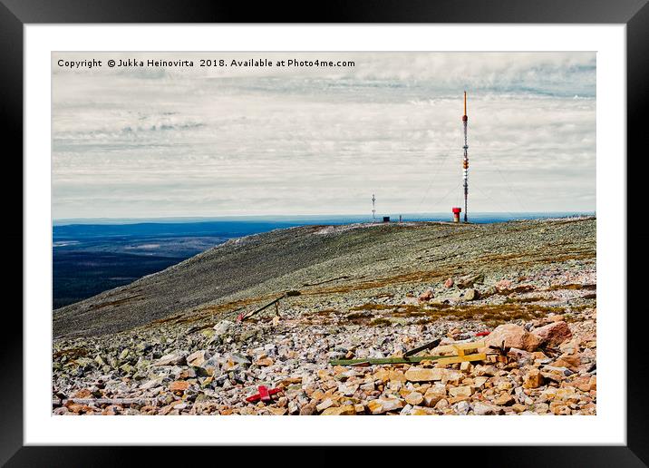 Telecommunications Tower On Top Of The Fjell Framed Mounted Print by Jukka Heinovirta