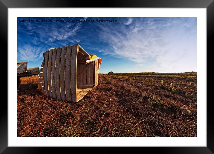 Wooden Crate On The Autumn Fields Framed Mounted Print by Jukka Heinovirta