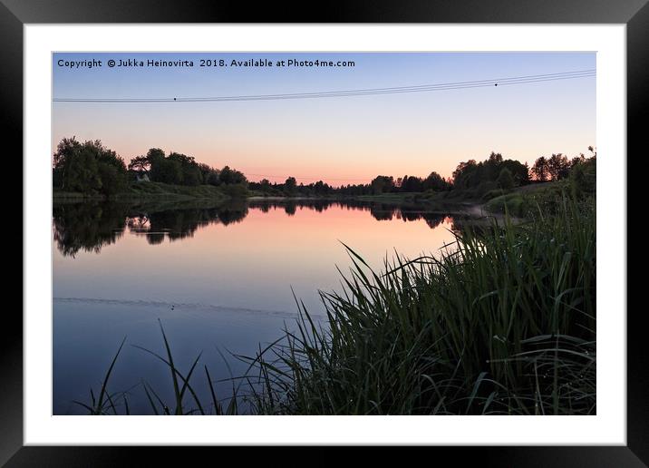 Sunset Over The Misty River Framed Mounted Print by Jukka Heinovirta