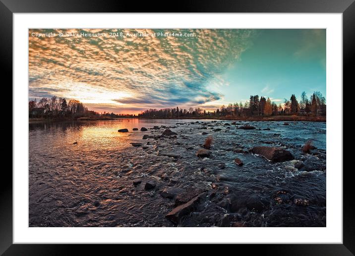 Dramatic Sunset By The River Framed Mounted Print by Jukka Heinovirta