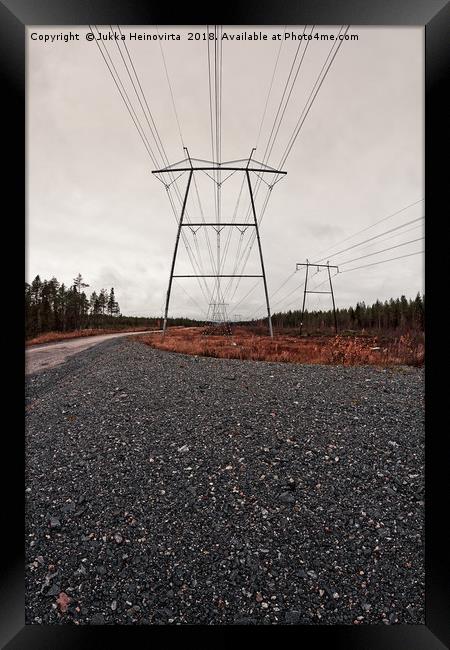 Road To The Power Lines Framed Print by Jukka Heinovirta