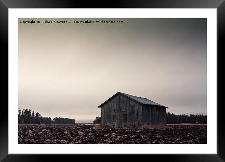 Barn House Under The Dark Autumn Skies Framed Mounted Print by Jukka Heinovirta