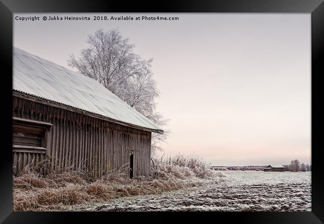 Frosty Morning On The Fields Framed Print by Jukka Heinovirta