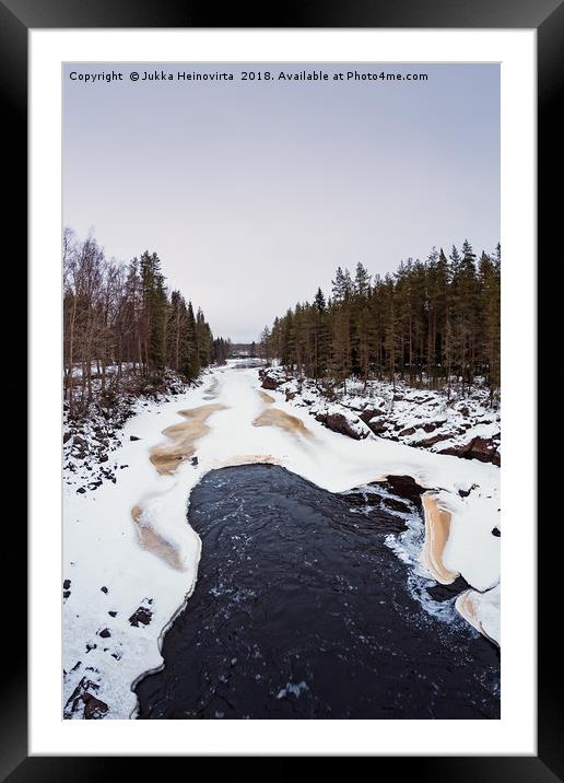 Waves In The Freezing River Framed Mounted Print by Jukka Heinovirta