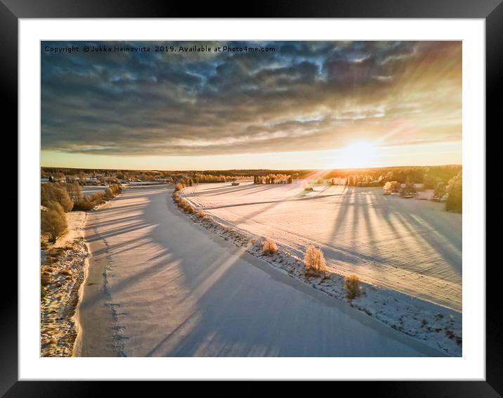 Sunrise Over The Winter Fields Framed Mounted Print by Jukka Heinovirta