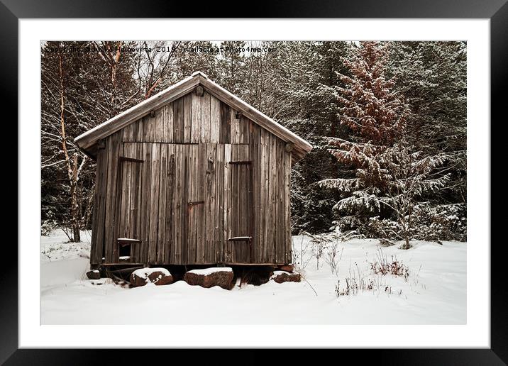 Old Wooden Fishing Hut By The Forest Framed Mounted Print by Jukka Heinovirta