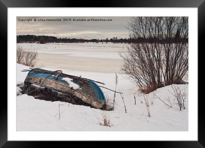 Old Fishing Boat By The Beach Framed Mounted Print by Jukka Heinovirta