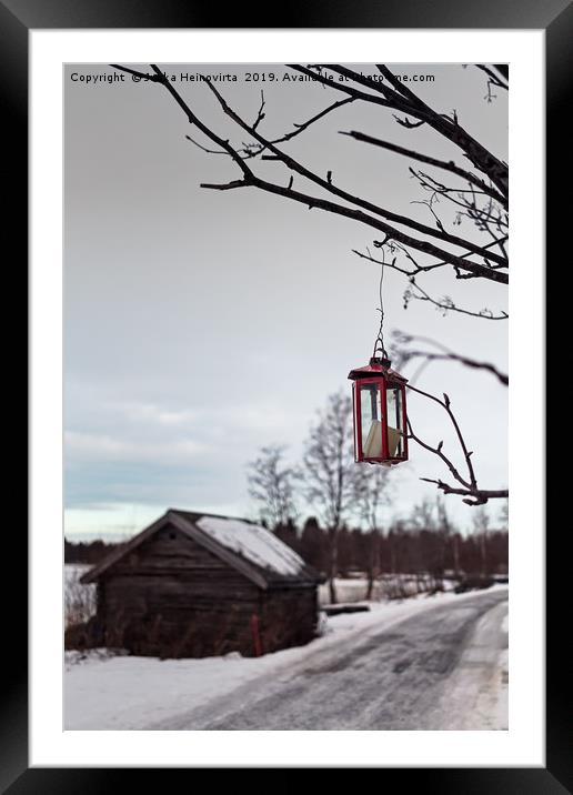 Candle In A Broken Lantern Framed Mounted Print by Jukka Heinovirta