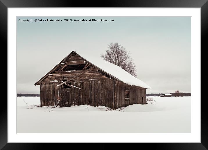 Abandoned Barn House On The Snowy Fields Framed Mounted Print by Jukka Heinovirta