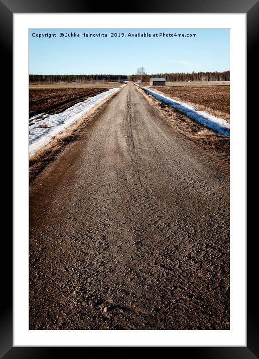 Gravel Road By The Barn House Framed Mounted Print by Jukka Heinovirta