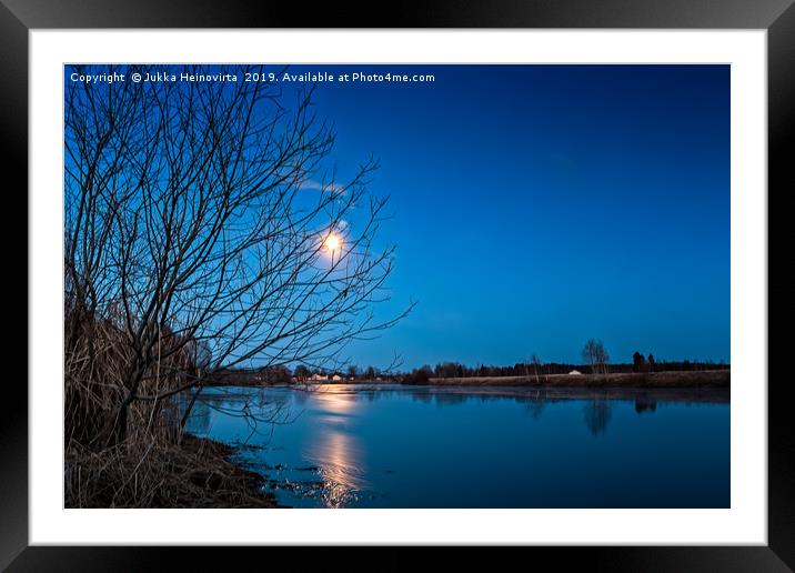 Full Moon Over The River Framed Mounted Print by Jukka Heinovirta