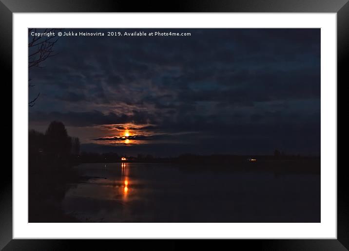 Dark Sky Over The River Framed Mounted Print by Jukka Heinovirta