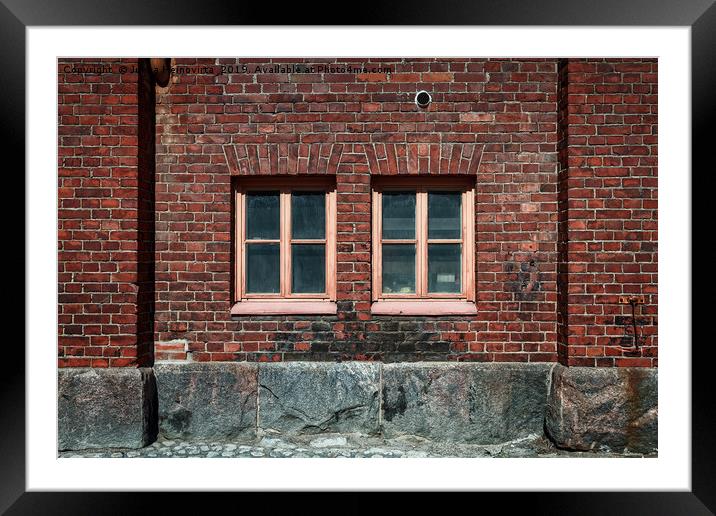 Two Windows On A Brick Wall Framed Mounted Print by Jukka Heinovirta