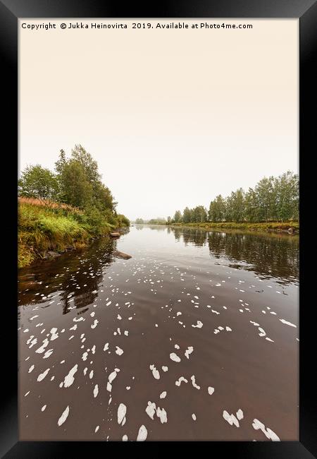 River Water On A Misty Morning Framed Print by Jukka Heinovirta