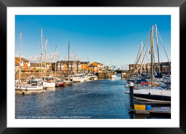 Penarth Marina on a Sunny Autumn Afternoon Framed Mounted Print by Samuel Sequeira