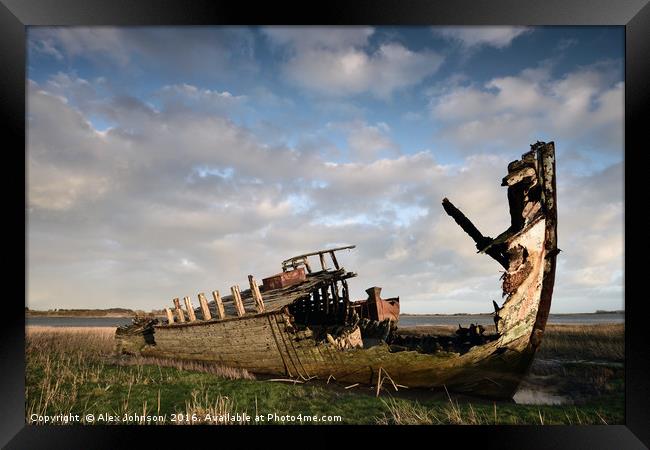 Fleetwood Marsh Wrecks Framed Print by Alex Johnson