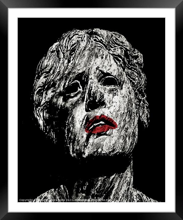 Creepy Head Sculpture Background Framed Mounted Print by Daniel Ferreira-Leite