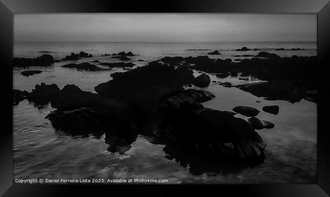Rocky beach landscape, montevideo, uruguay Framed Print by Daniel Ferreira-Leite