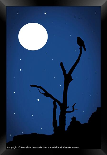 Midnight magic landscape illustration Framed Print by Daniel Ferreira-Leite