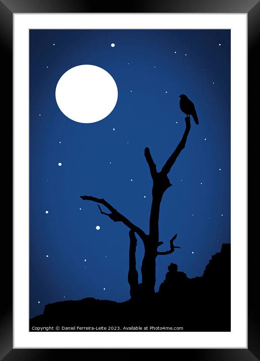 Midnight magic landscape illustration Framed Mounted Print by Daniel Ferreira-Leite