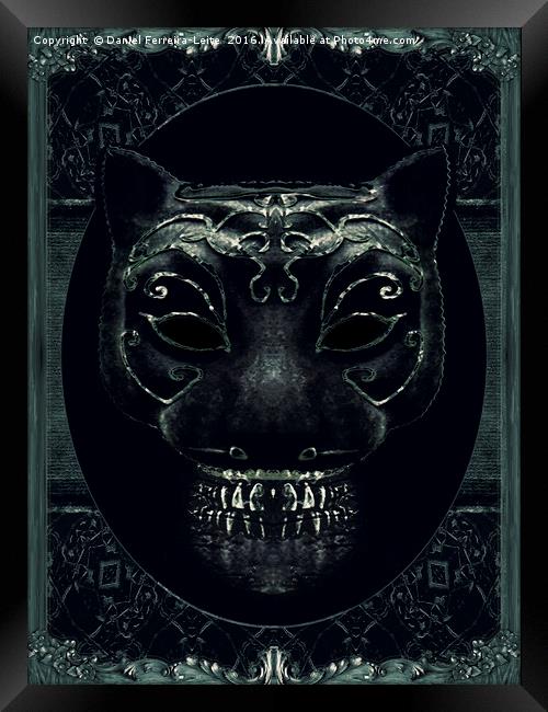 Creepy Mask Portrait with Ornate Borders Framed Print by Daniel Ferreira-Leite
