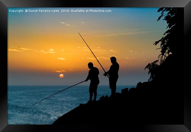 Two Men Fishing at Shore Framed Print by Daniel Ferreira-Leite