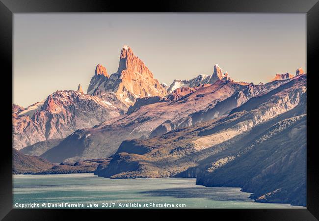 Fitz Roy and Poincenot Mountain Lake View - Patago Framed Print by Daniel Ferreira-Leite