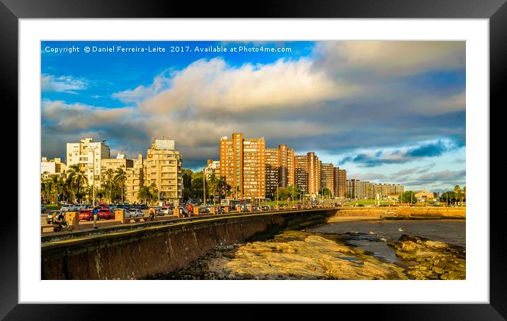 Coastal Urban Scene, Montevideo, Uruguay Framed Mounted Print by Daniel Ferreira-Leite