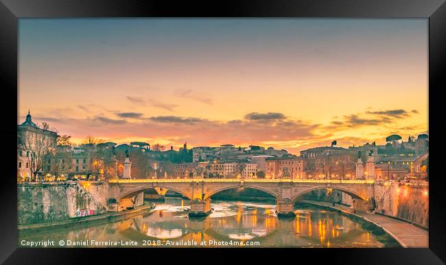 Tiber River Rome Cityscape Framed Print by Daniel Ferreira-Leite