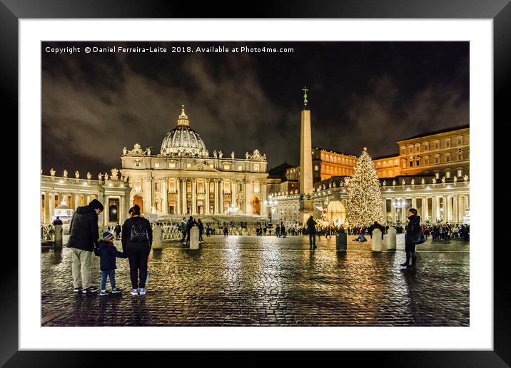 Saint Peters Basilica Night Scene, Rome, Italy Framed Mounted Print by Daniel Ferreira-Leite