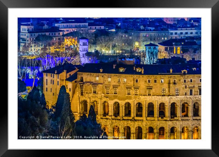 Night Scene Rome Cityscape Aerial View Framed Mounted Print by Daniel Ferreira-Leite