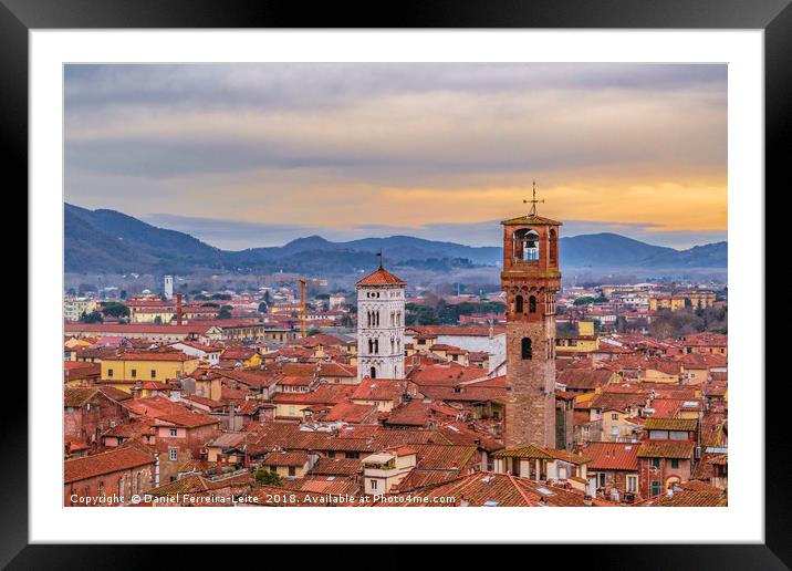 Aerial View Historic Center of Lucca, Italy Framed Mounted Print by Daniel Ferreira-Leite