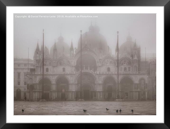 Fog Winter Scene San Marcos Piazza, Venice, Italy Framed Mounted Print by Daniel Ferreira-Leite