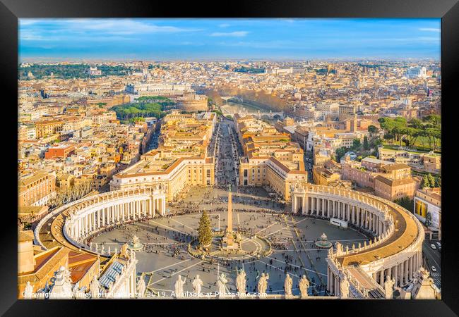 Rome Aerial View from Saint Peter Basilica Viewpoi Framed Print by Daniel Ferreira-Leite
