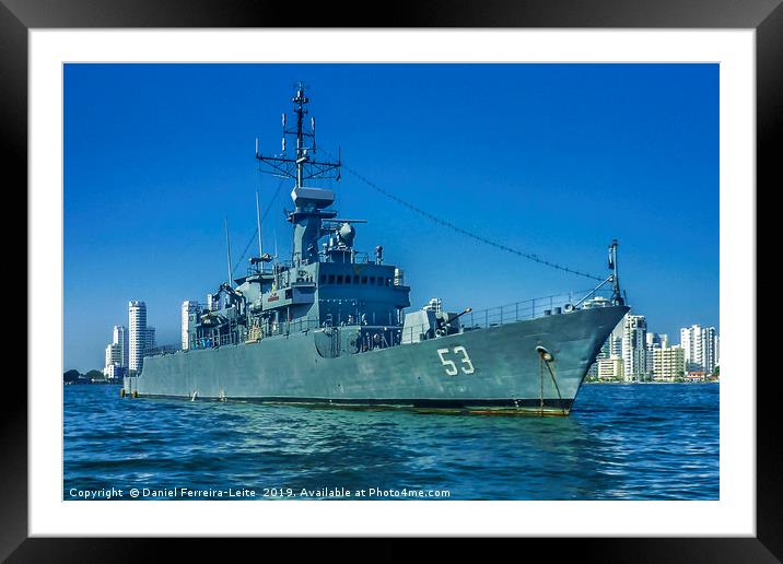Army Ship in Caribbean Sea at Cartagena Framed Mounted Print by Daniel Ferreira-Leite