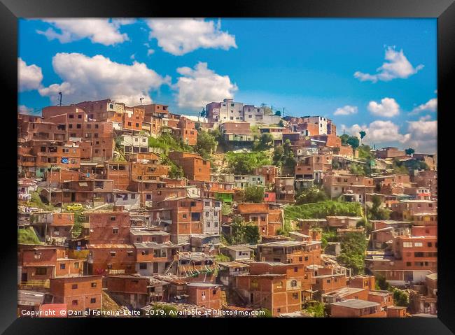 Aerial View of Poor Town in Medellin Framed Print by Daniel Ferreira-Leite