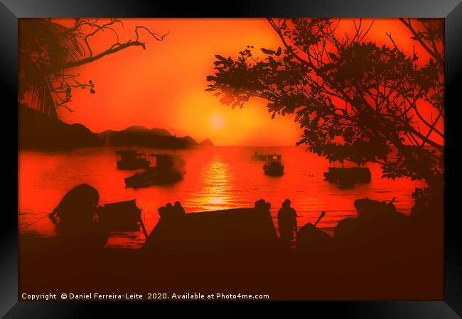 Sunset at the Caribbean Bay of Taganga in Colombia Framed Print by Daniel Ferreira-Leite