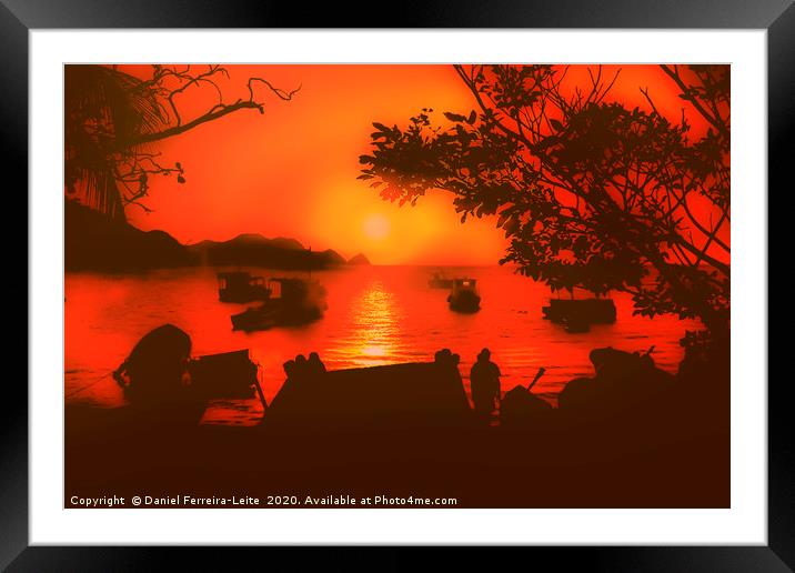 Sunset at the Caribbean Bay of Taganga in Colombia Framed Mounted Print by Daniel Ferreira-Leite