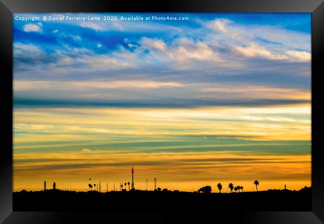 Sunset Silhouette Landscape Scene Framed Print by Daniel Ferreira-Leite