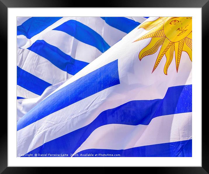 Uruguay Flags Waving Framed Mounted Print by Daniel Ferreira-Leite