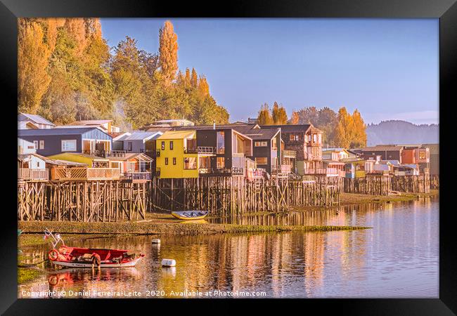 Palafito Houses at Lake, Chiloe, Chile Framed Print by Daniel Ferreira-Leite