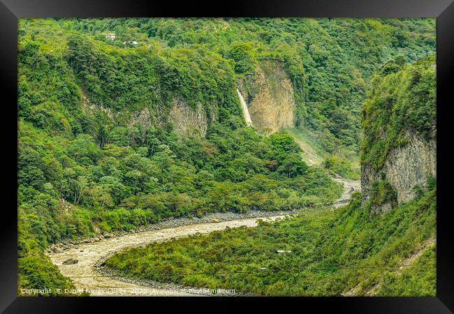 Pastaza River and Leafy Mountains in Banos Ecuador Framed Print by Daniel Ferreira-Leite