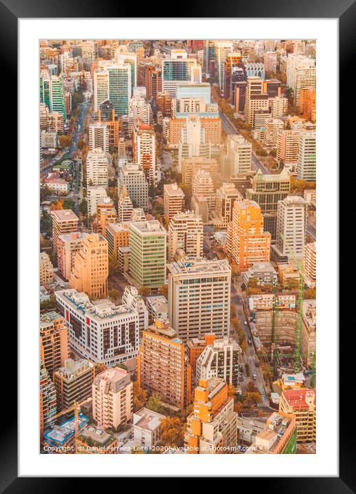 Santiago de Chile Aerial View from San Cristobal H Framed Mounted Print by Daniel Ferreira-Leite