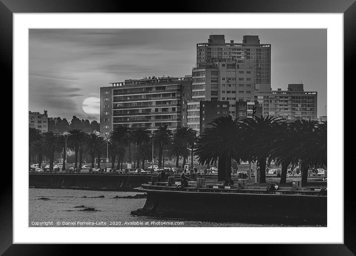 Sunset Coastal Urban Scene, Montevideo, Uruguay Framed Mounted Print by Daniel Ferreira-Leite