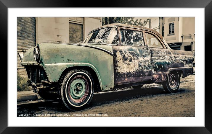 Old Neglected Car Parked at Street, Montevideo, Uruguay Framed Mounted Print by Daniel Ferreira-Leite
