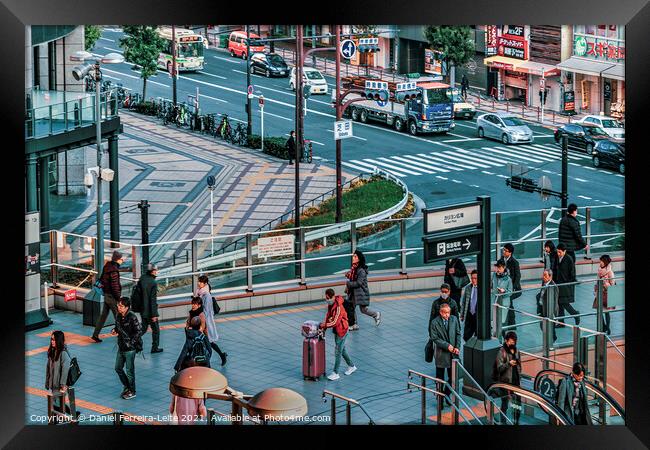 Crowded Urban Scene, Osaka - Japan Framed Print by Daniel Ferreira-Leite